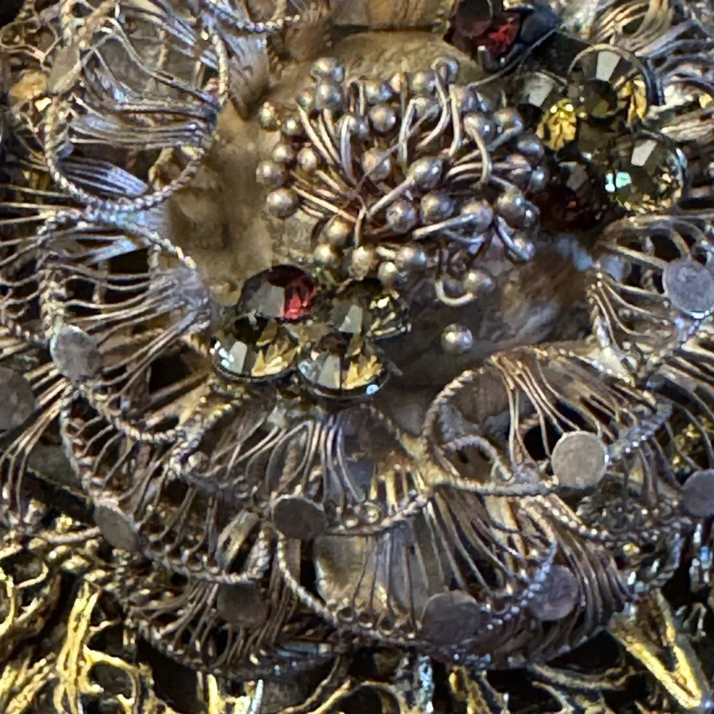Very rare VTG estate filigree collage brooch/pendant w/rhinestones